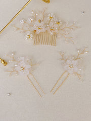 Peignes à Cheveux Cristal/Perles Accessoires 3 Pcs
