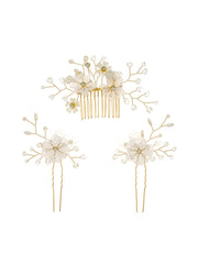 Peignes à Cheveux Cristal/Perles Accessoires 3 Pcs