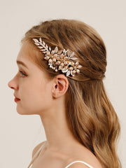 Épingle à Cheveux Métal Fleurs et Feuilles Peintes à la Main