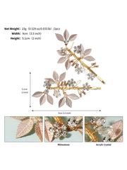 Pinces Feuille Dorée en Alliage avec Diamants 2 Pcs