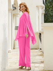 Pantsuit à Manches Flottantes Top en Mousseline Azalée