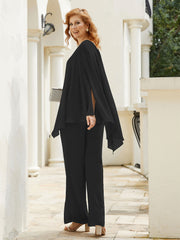 Pantsuit à Manches Flottantes Top en Mousseline Noir