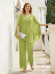 Pantsuit à Manches Flottantes Top en Mousseline Trèfle