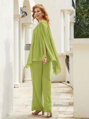 Pantsuit à Manches Flottantes Top en Mousseline Trèfle