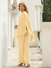 Pantsuit à Manches Flottantes Top en Mousseline Or