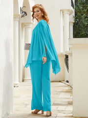 Pantsuit à Manches Flottantes Top en Mousseline Jade Grande Taille