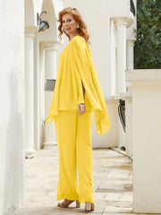 Pantsuit à Manches Flottantes Top en Mousseline Souci Grande Taille