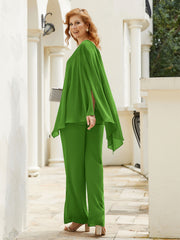 Pantsuit à Manches Flottantes Top en Mousseline Mousse