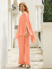 Pantsuit à Manches Flottantes Top en Mousseline Papaye Grande Taille