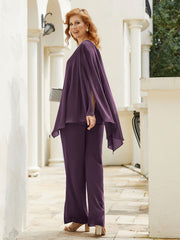 Pantsuit à Manches Flottantes Top en Mousseline Plum