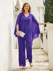 Pantsuit à Manches Flottantes Top en Mousseline Régence