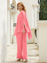 Pantsuit à Manches Flottantes Top en Mousseline Pastèque