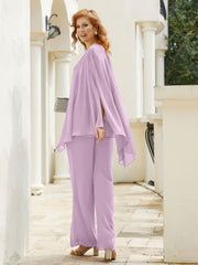 Pantsuit à Manches Flottantes Top en Mousseline Glycine