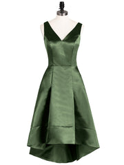 Col en V Satin Asymétrique Robes Demoiselle d'honneure Olive Verte Grande Taille