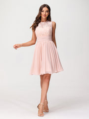 Col d'Illusion Mousseline et Dentelle Robe Rose Perle Grande Taille