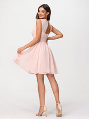 Col d'Illusion Mousseline et Dentelle Robe Rose Perle Grande Taille