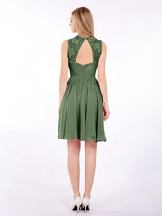 Col d'Illusion Mousseline et Dentelle Robe Olive Verte Grande Taille