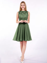 Col d'Illusion Mousseline et Dentelle Robe Olive Verte