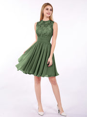 Col d'Illusion Mousseline et Dentelle Robe Olive Verte