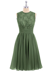 Col d'Illusion Mousseline et Dentelle Robe Olive Verte