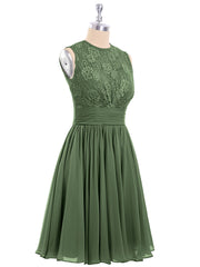 Col d'Illusion Mousseline et Dentelle Robe Olive Verte