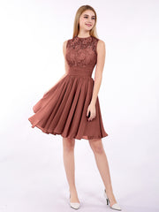 Col d'Illusion Mousseline et Dentelle Robe terracotta Grande Taille
