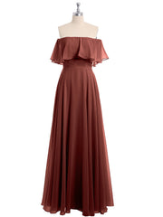 Hors De l'Épaule Mousseline Longueur Complète Robe terracotta Grande Taille