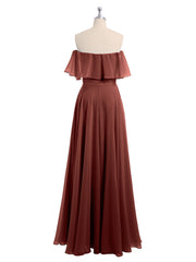 Hors De l'Épaule Mousseline Longueur Complète Robe terracotta Grande Taille