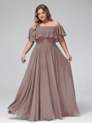 Hors De l'Épaule Mousseline Longueur Complète Robe Dusk Grande Taille