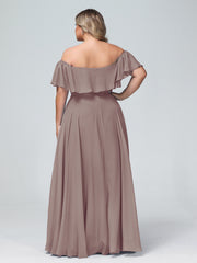 Hors De l'Épaule Mousseline Longueur Complète Robe Dusk Grande Taille