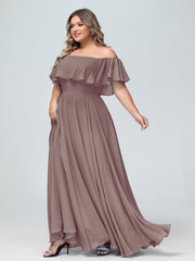 Hors De l'Épaule Mousseline Longueur Complète Robe Dusk Grande Taille