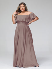 Hors De l'Épaule Mousseline Longueur Complète Robe Dusk Grande Taille