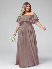 Hors De l'Épaule Mousseline Longueur Complète Robe Dusk Grande Taille