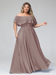 Hors De l'Épaule Mousseline Longueur Complète Robe Dusk Grande Taille