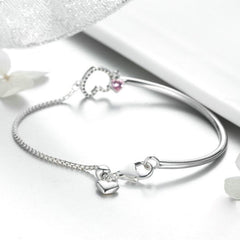 Bracelet à breloques cœur en argent sterling