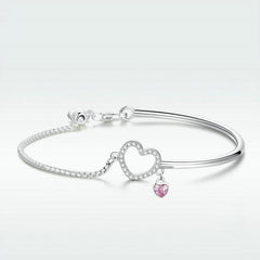 Bracelet à breloques cœur en argent sterling
