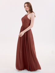 Mousseline Licou Maxi Robe avec Bustier Dentelle terracotta