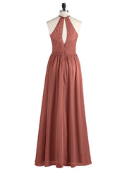 Mousseline Licou Maxi Robe avec Bustier Dentelle terracotta Grande Taille