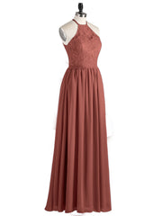 Mousseline Licou Maxi Robe avec Bustier Dentelle terracotta Grande Taille