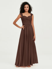 Col En Cœur Mousseline Robes Avec Dentelle Mancherons Chocolat