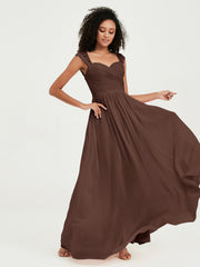 Col En Cœur Mousseline Robes Avec Dentelle Mancherons Chocolat
