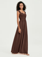 Col En Cœur Mousseline Robes Avec Dentelle Mancherons Chocolat