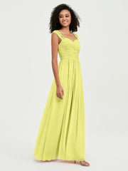 Col En Cœur Mousseline Robes Avec Dentelle Mancherons Jonquille