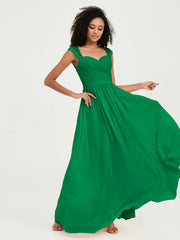 Col En Cœur Mousseline Robes Avec Dentelle Mancherons Emeraude
