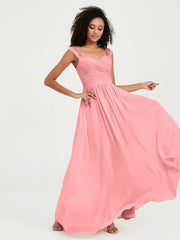 Col En Cœur Mousseline Robes Avec Dentelle Mancherons Flamant