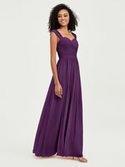 Col En Cœur Mousseline Robes Avec Dentelle Mancherons Raisin