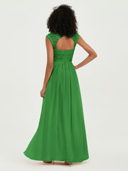 Col En Cœur Mousseline Robes Avec Dentelle Mancherons Vert