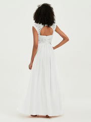 Col En Cœur Mousseline Robes Avec Dentelle Mancherons Ivoire