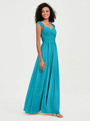 Col En Cœur Mousseline Robes Avec Dentelle Mancherons Jade