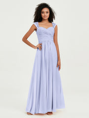 Col En Cœur Mousseline Robes Avec Dentelle Mancherons Lavande